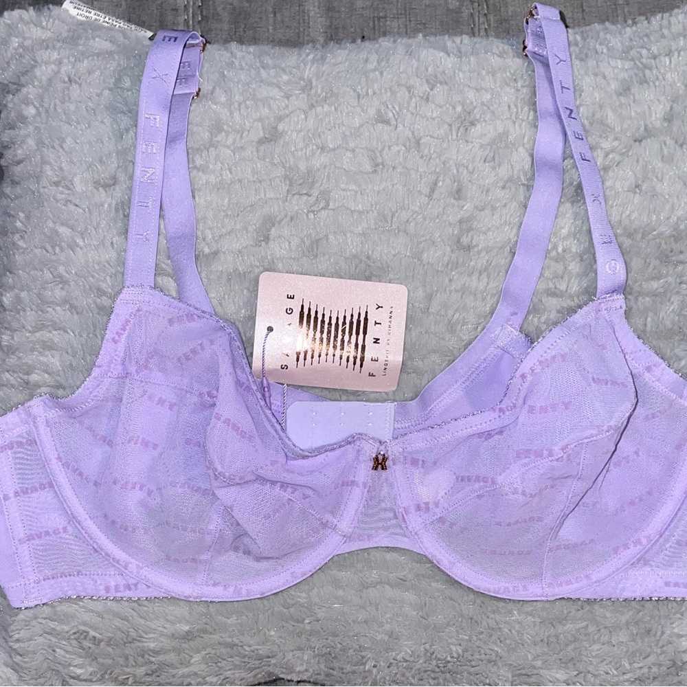NWT Savage X Fenty 42D Flocked Logo Unlined Bra